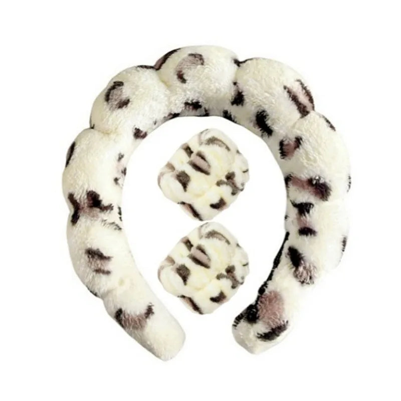 Plush Spa Headband & Wristband Set - Fluffiea-Beige-State of Style