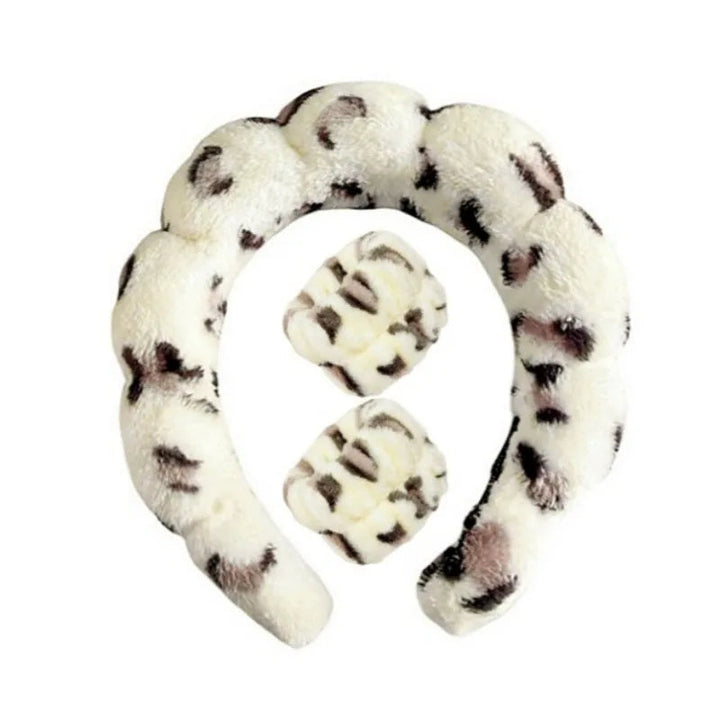Plush Spa Headband & Wristband Set - Fluffiea-Beige-State of Style