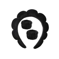 Plush Spa Headband & Wristband Set - Fluffiea-Black-State of Style
