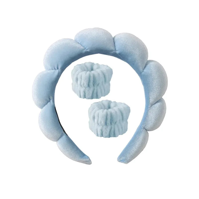 Plush Spa Headband & Wristband Set - Fluffiea-Blue-State of Style