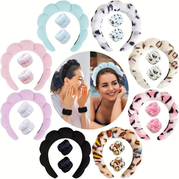 Plush Spa Headband & Wristband Set - Fluffiea-Blue-State of Style