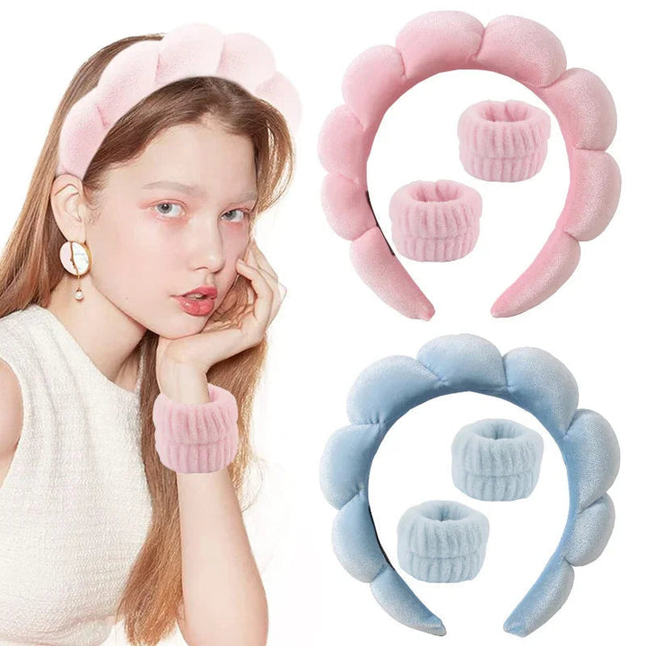 Plush Spa Headband & Wristband Set - Fluffiea-Blue-State of Style