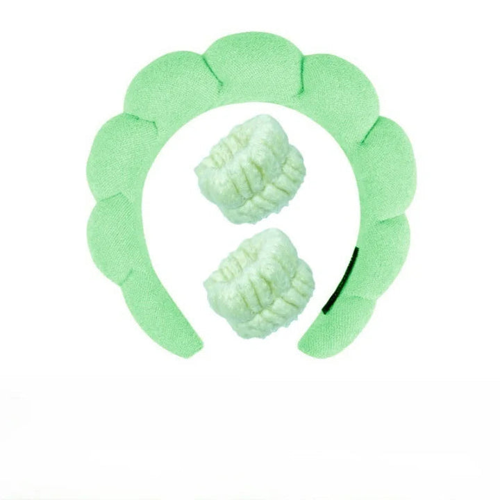 Plush Spa Headband & Wristband Set - Fluffiea-Green-State of Style