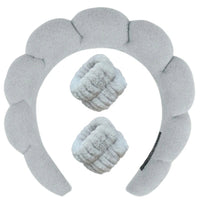 Plush Spa Headband & Wristband Set - Fluffiea-Grey-State of Style
