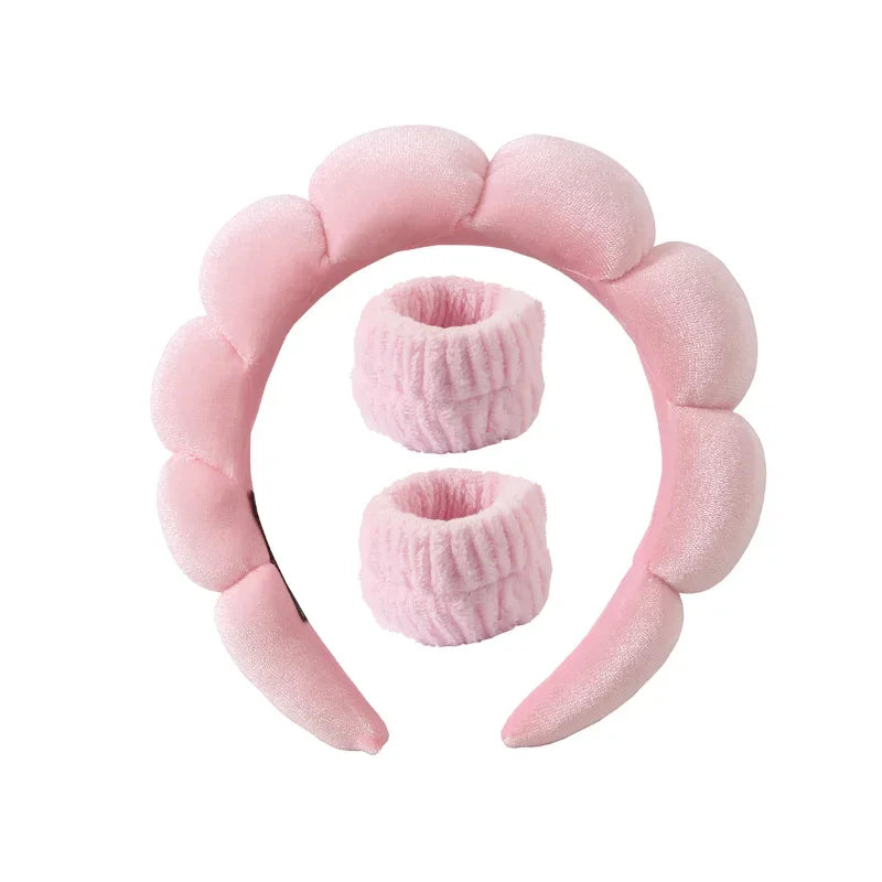 Plush Spa Headband & Wristband Set - Fluffiea-Pink-State of Style