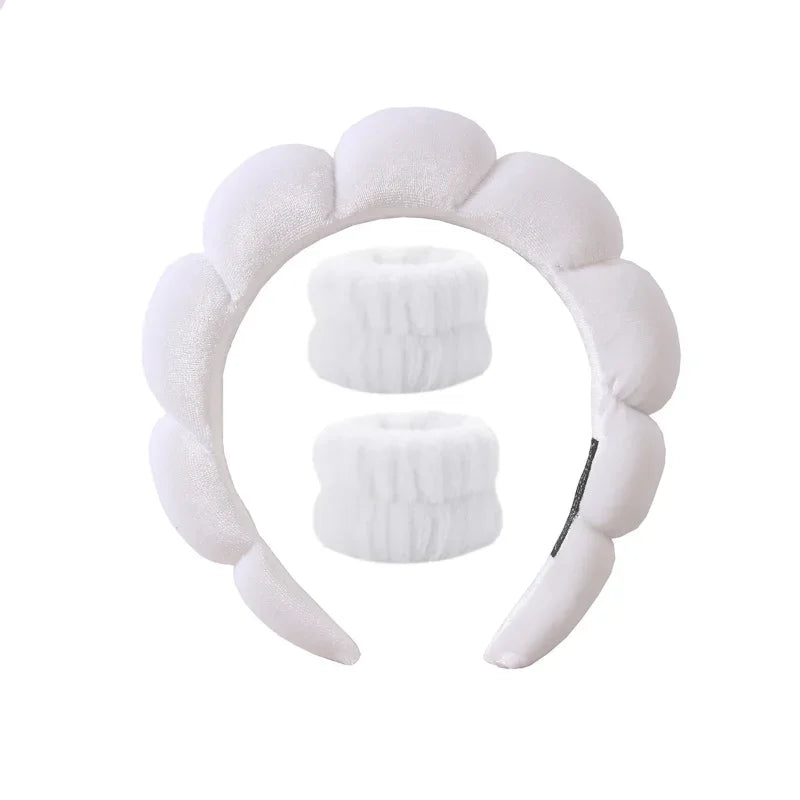 Plush Spa Headband & Wristband Set - Fluffiea-White-State of Style