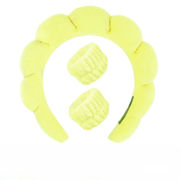 Plush Spa Headband & Wristband Set - Fluffiea-Yellow-State of Style
