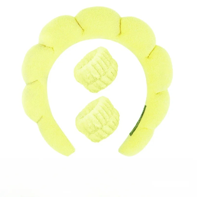 Plush Spa Headband & Wristband Set - Fluffiea-Yellow-State of Style