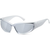 Polarised Sports Sunglasses - SwiftWrap-Silver-State of Style
