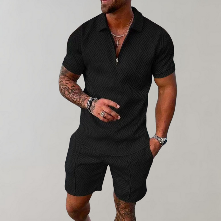 Polo and Shorts Summer Outfit for Men - Rafael-Black-S-State of Style