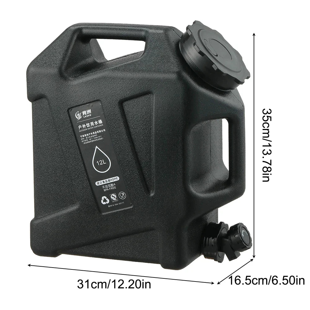 Portable 12L Water Container - AquaTrek-Black-State of Style