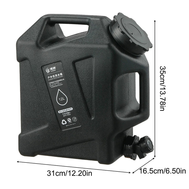Portable 12L Water Container - AquaTrek-Black-State of Style