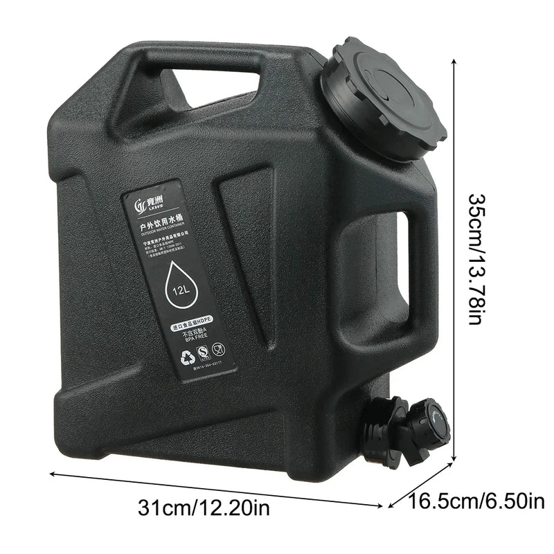 Portable 12L Water Container - AquaTrek-Black-State of Style