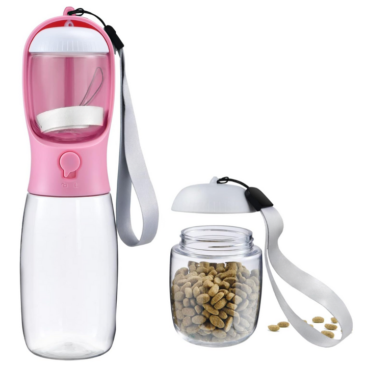 Portable Dog Water Bottle & Food Container-Pink-300 ml-State of Style