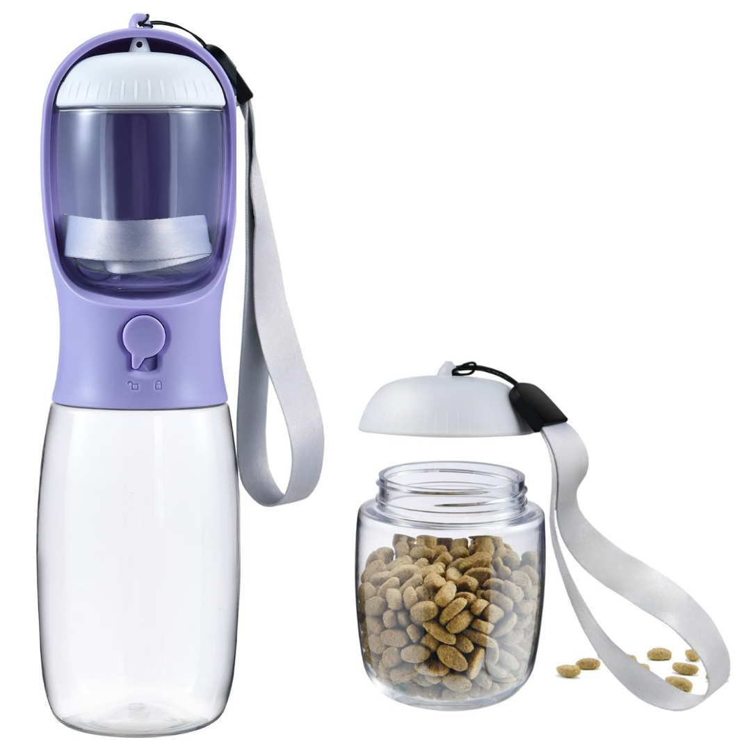 Portable Dog Water Bottle & Food Container-Purple-300 ml-State of Style