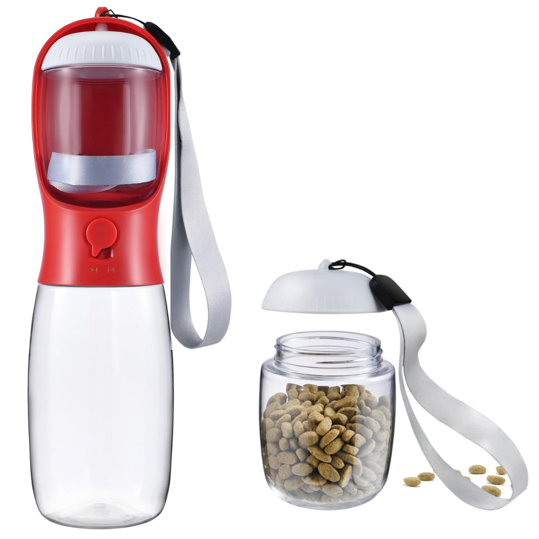 Portable Dog Water Bottle & Food Container-Red-300 ml-State of Style