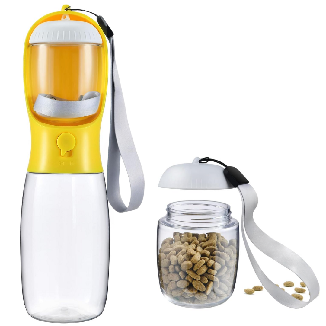 Portable Dog Water Bottle & Food Container-Yellow-300 ml-State of Style