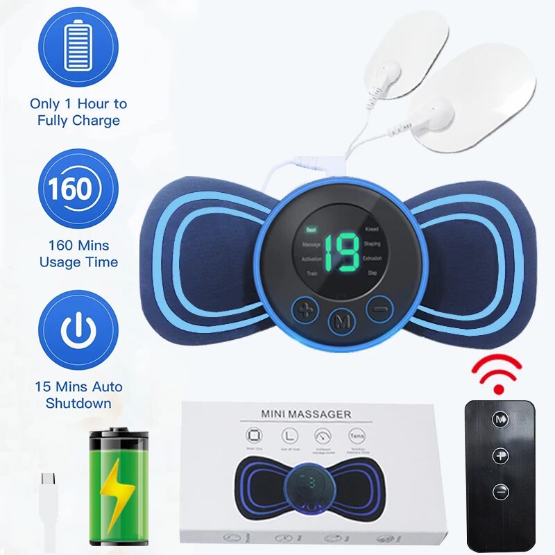 PORTABLE ELECTRIC MINI NECK MASSAGER WITH PAD & REMOTE CONTROL | INTELLIGENT MASSAGE DEVICE-With remote control-State of Style