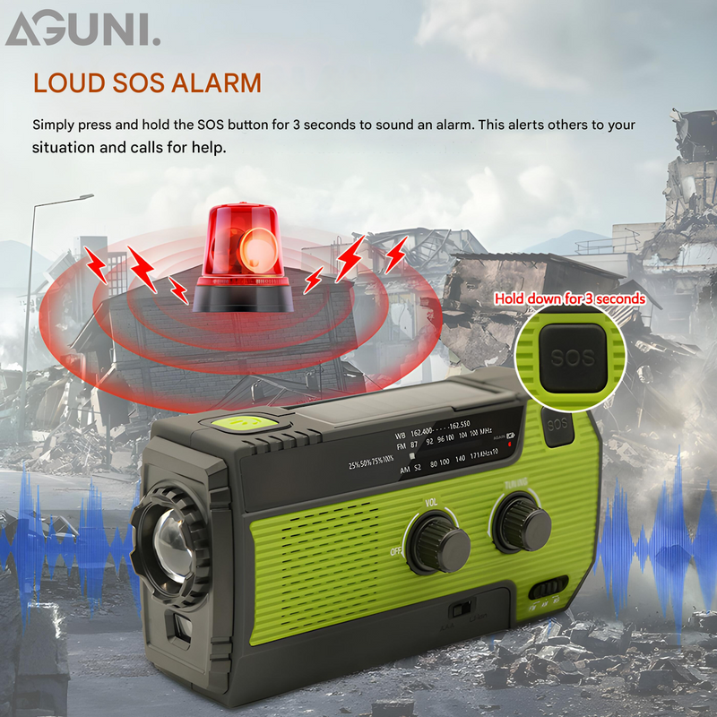 Portable Emergency Radio with Solar Power - PowerWave-Green-State of Style