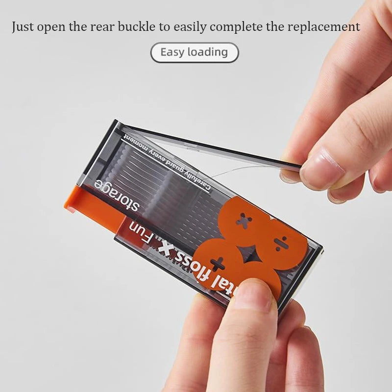 PORTABLE FLOSS DISPENSER WITH 10 AUTOMATICALLY EJECTED FLOSS STICKS-State of Style