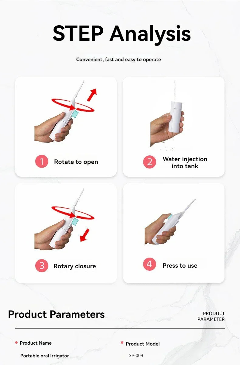 PORTABLE HIGH-PRESSURE WATER FLOSSER – PROFESSIONAL MOUTH IRRIGATOR FOR TEETH CLEANING-Blue-State of Style