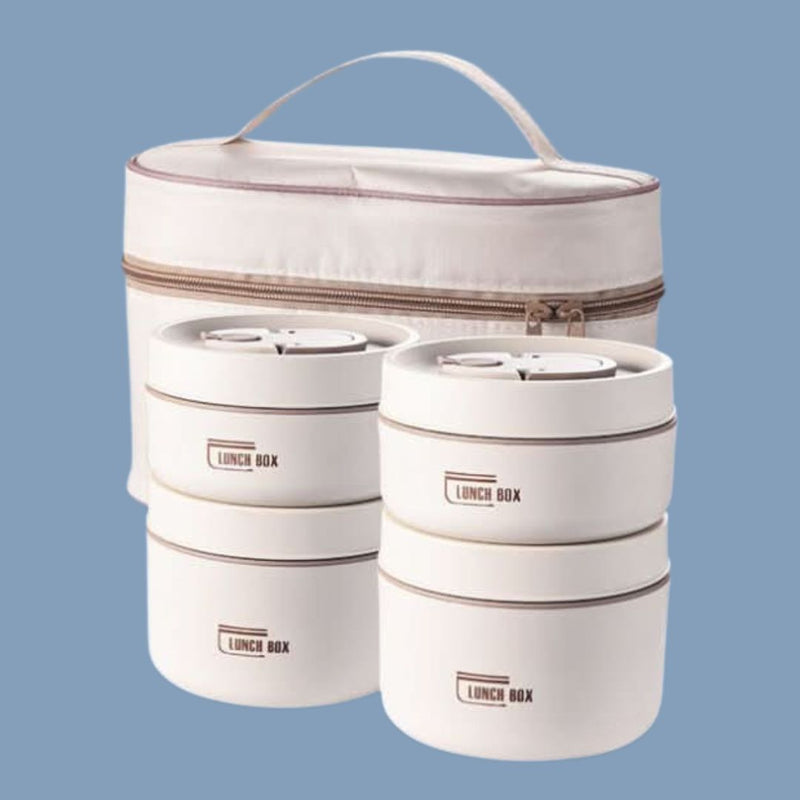 Portable Insulated Meal Container Set - LunchMate-White-4-Dozen + Bag + FREE cutlery set-State of Style