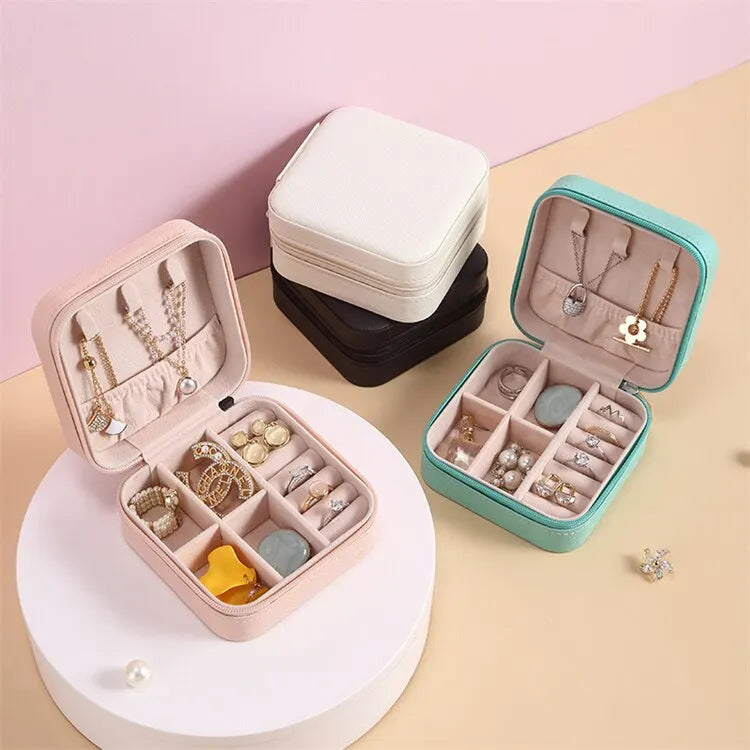 Portable Leather Jewellery Box | Square Design-GREEN-State of Style