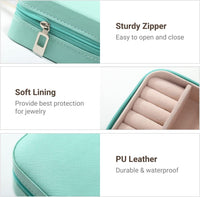 Portable Leather Jewellery Box | Square Design-GREEN-State of Style