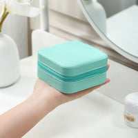 Portable Leather Jewellery Box | Square Design-GREEN-State of Style