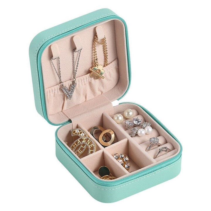Portable Leather Jewellery Box | Square Design-GREEN-State of Style