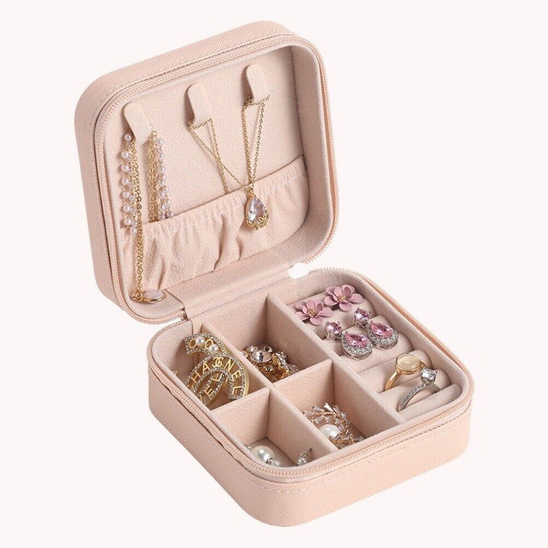 Portable Leather Jewellery Box | Square Design-PINK-State of Style