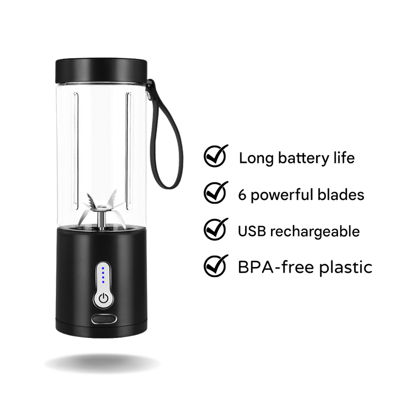 Portable Smoothie Maker with 6 Powerful Blades - BlendEase Pro-Black-State of Style