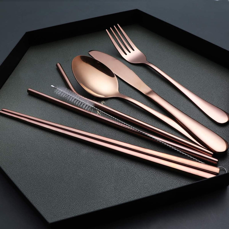 Portable Stainless Steel Cutlery Set - Travel Essential!-Black-State of Style