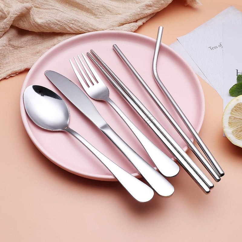 Portable Stainless Steel Cutlery Set - Travel Essential!-Black-State of Style