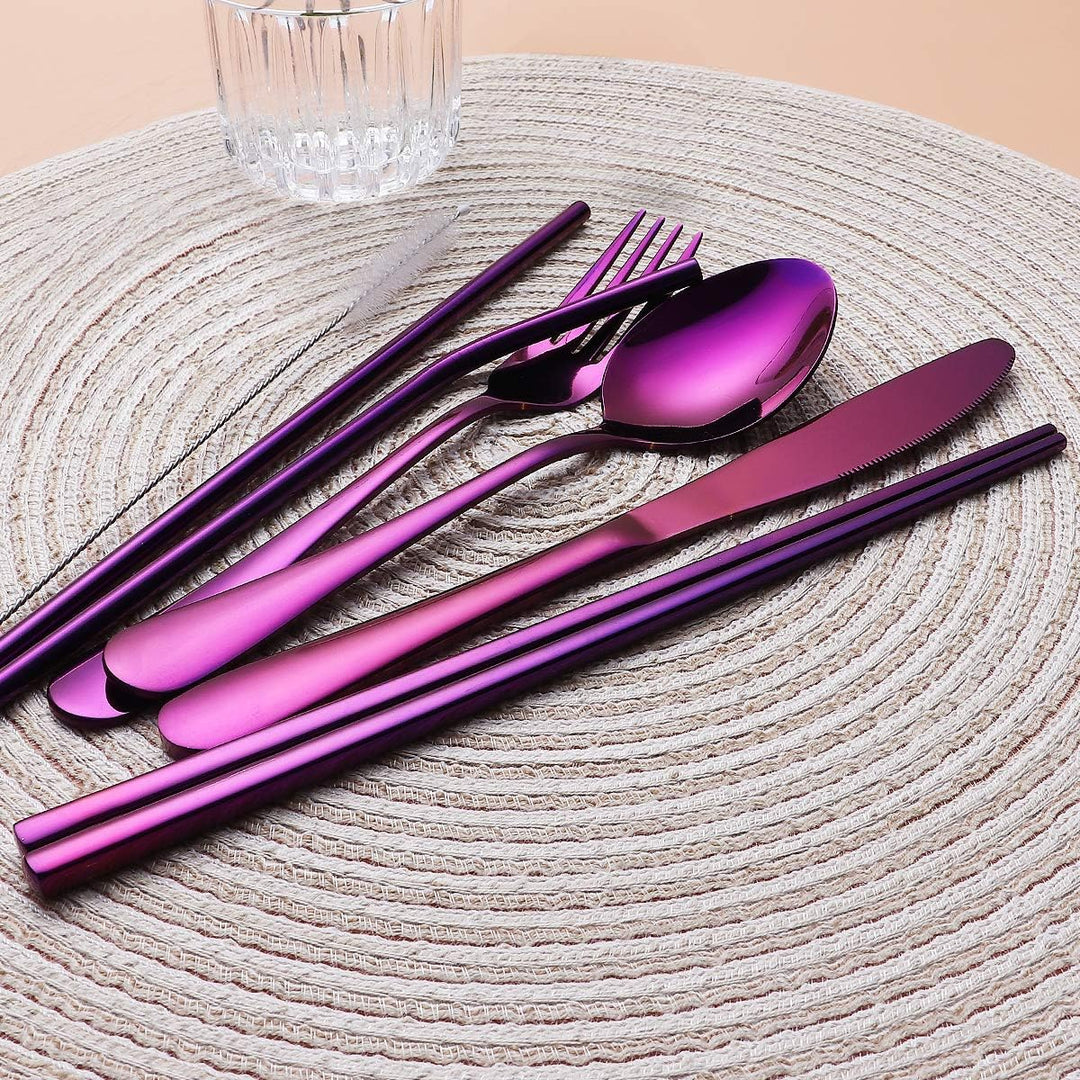 Portable Stainless Steel Cutlery Set - Travel Essential!-Black-State of Style