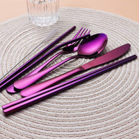 Portable Stainless Steel Cutlery Set - Travel Essential!-Black-State of Style