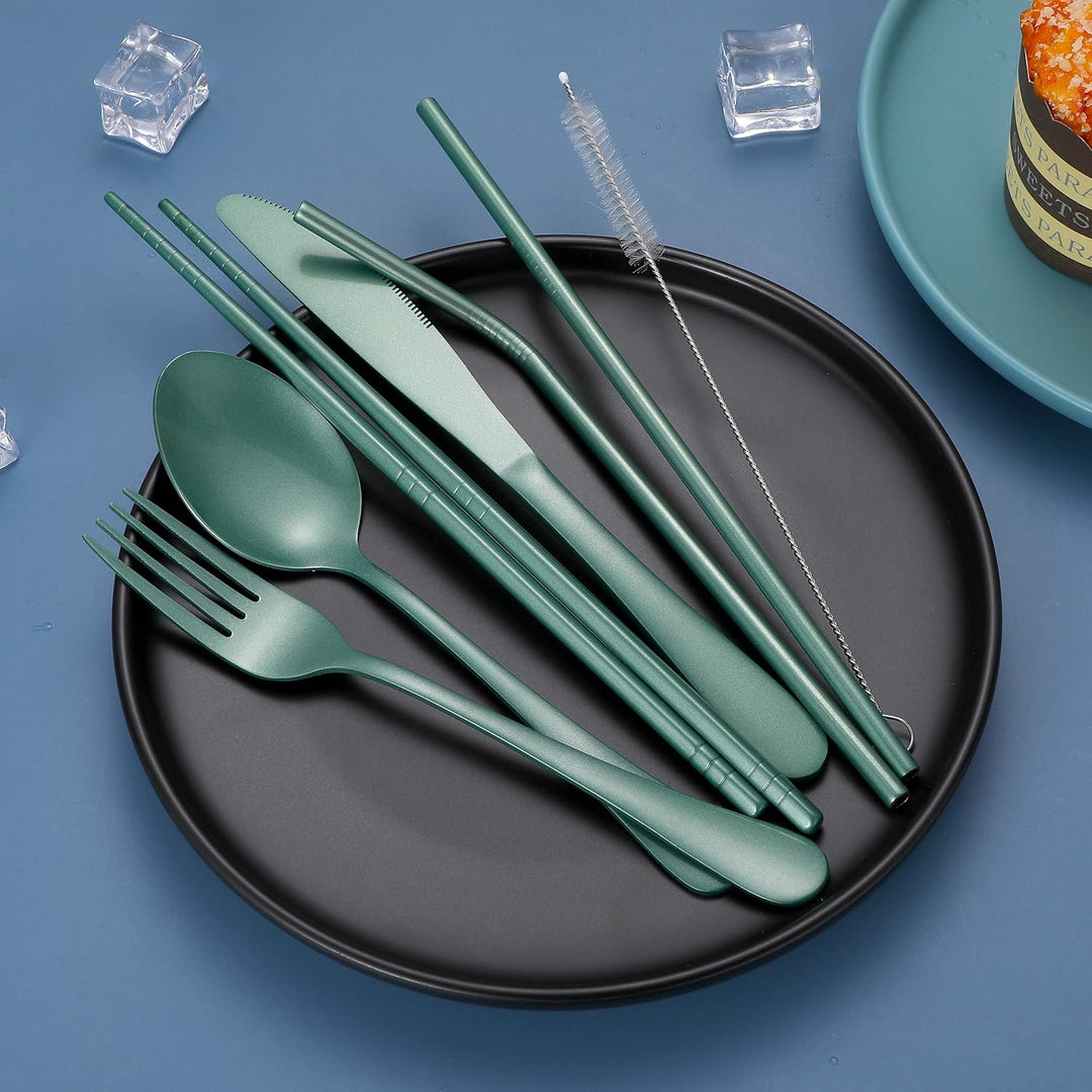 Portable Stainless Steel Cutlery Set - Travel Essential!-Black-State of Style