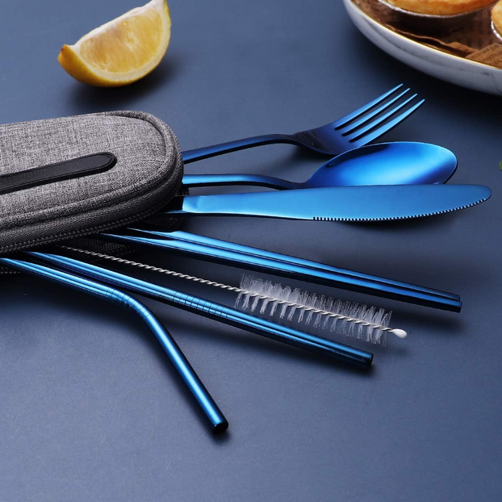 Portable Stainless Steel Cutlery Set - Travel Essential!-Black-State of Style