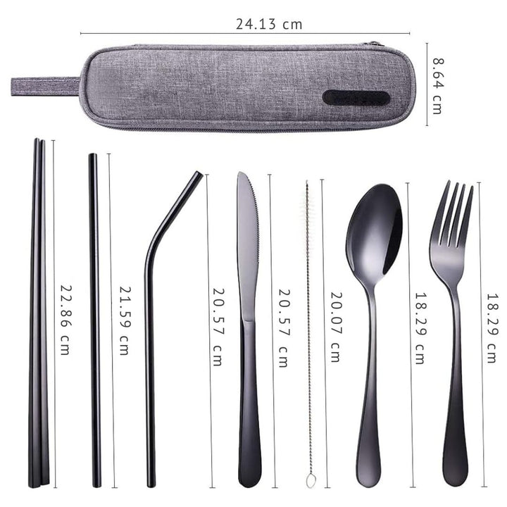 Portable Stainless Steel Cutlery Set - Travel Essential!-Black-State of Style
