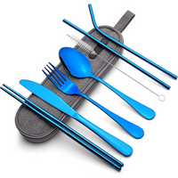 Portable Stainless Steel Cutlery Set - Travel Essential!-Blue-State of Style