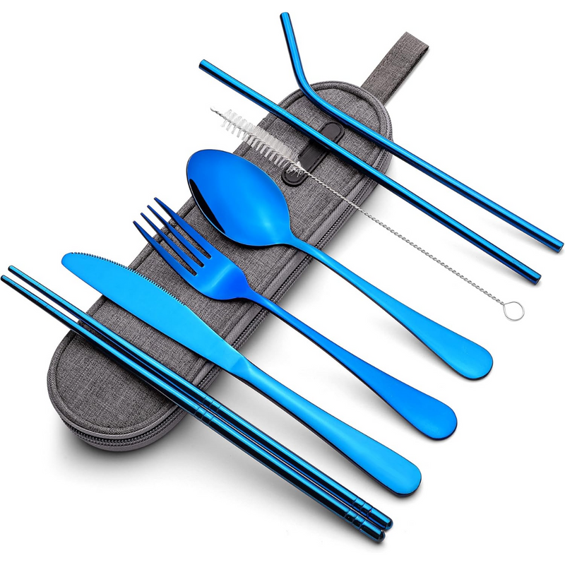 Portable Stainless Steel Cutlery Set - Travel Essential!-Blue-State of Style