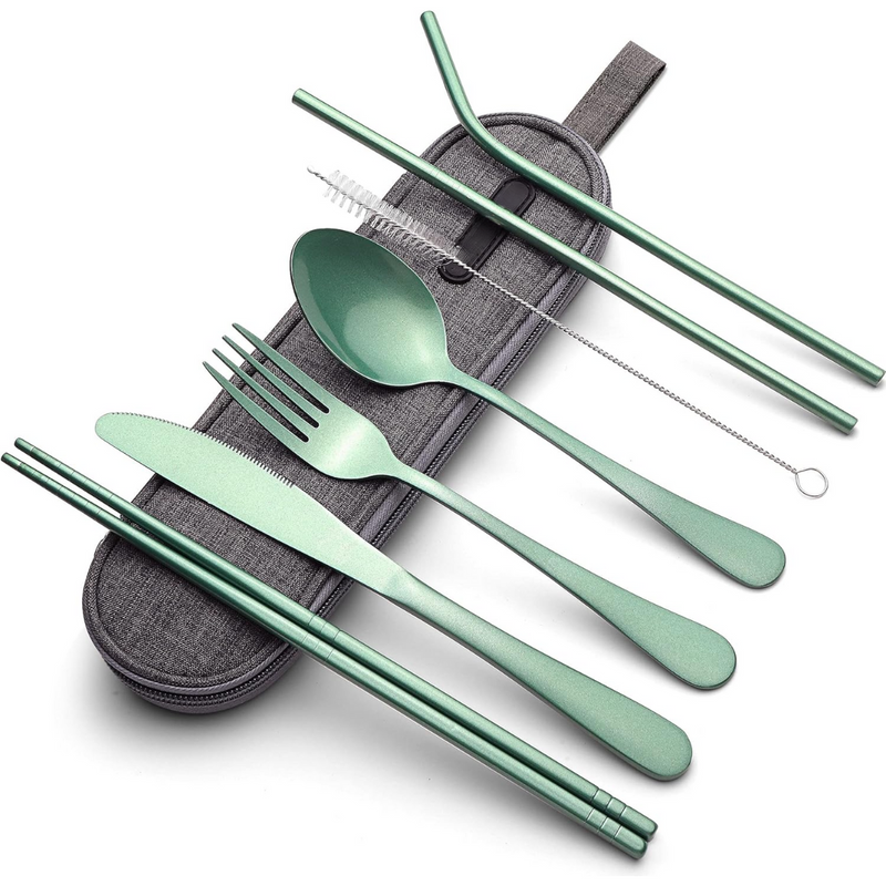 Portable Stainless Steel Cutlery Set - Travel Essential!-Green-State of Style