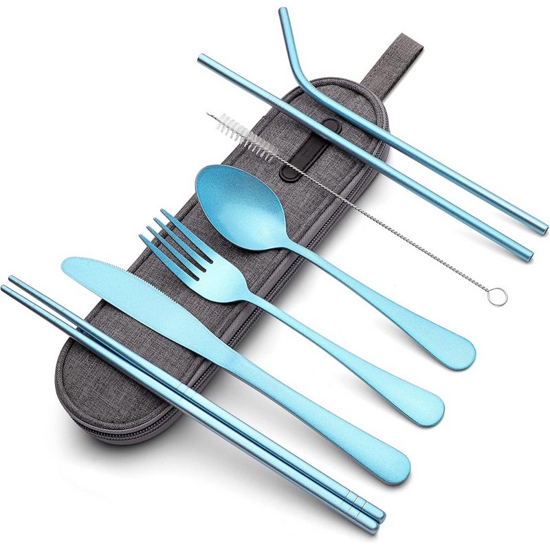 Portable Stainless Steel Cutlery Set - Travel Essential!-Light blue-State of Style