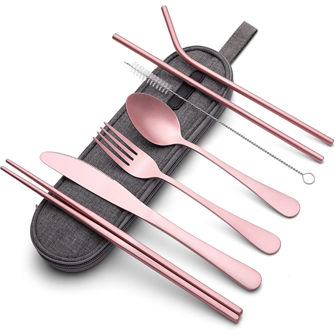 Portable Stainless Steel Cutlery Set - Travel Essential!-Pink-State of Style