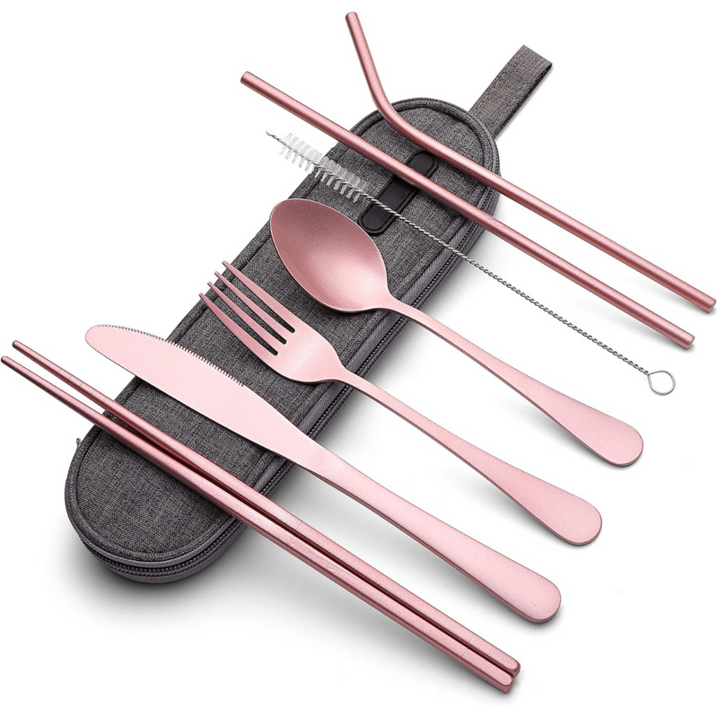 Portable Stainless Steel Cutlery Set - Travel Essential!-Pink-State of Style