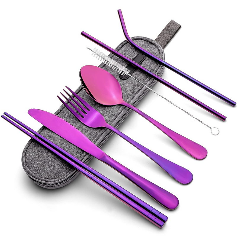 Portable Stainless Steel Cutlery Set - Travel Essential!-Purple-State of Style