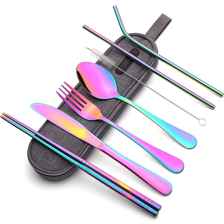 Portable Stainless Steel Cutlery Set - Travel Essential!-Rainbow-State of Style