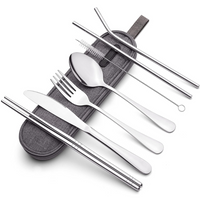 Portable Stainless Steel Cutlery Set - Travel Essential!-Silver-State of Style