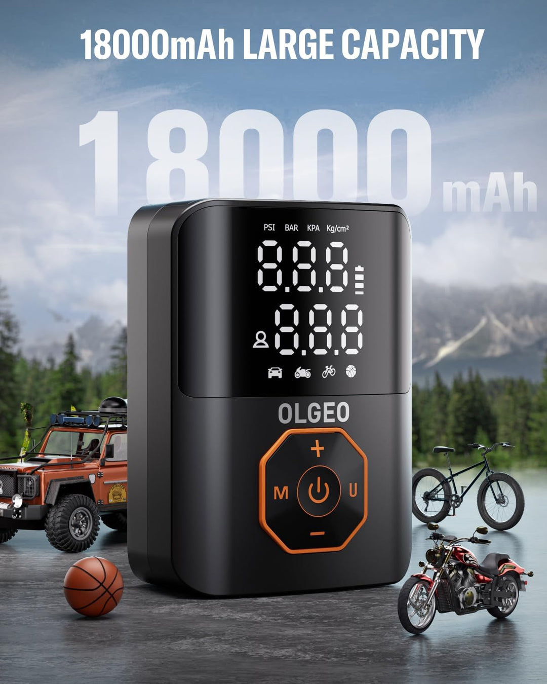 Portable Tyre Pump - 18000mAh Air Compressor for Cars and Motorcycles-State of Style