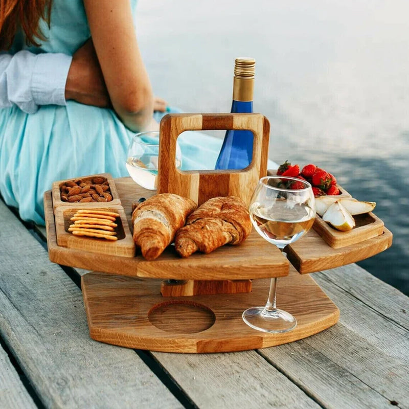 Portable Wooden Picnic Wine Table - WineNest-State of Style